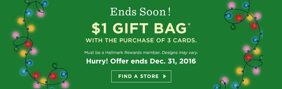 $1 Gift Bag with the purchase of 3 cards - Ends Soon