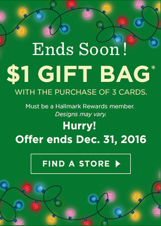 $1 Gift Bag with the purchase of 3 cards - Ends Soon