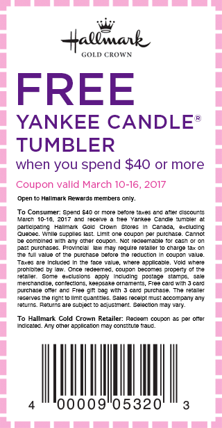 Free Yankee Candle Tumbler Coupon