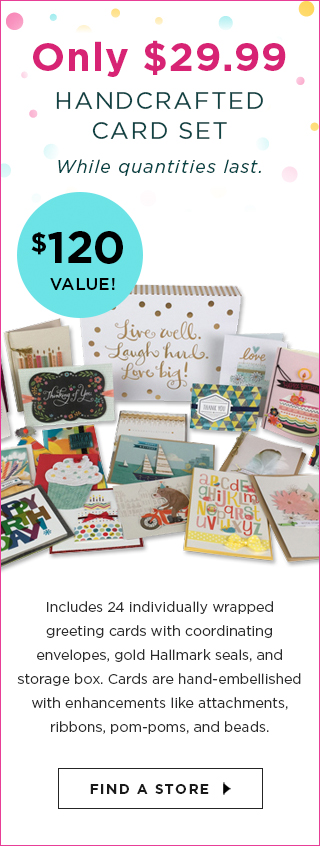 Handcrafted card set - Only $29.99 - While quantities last.